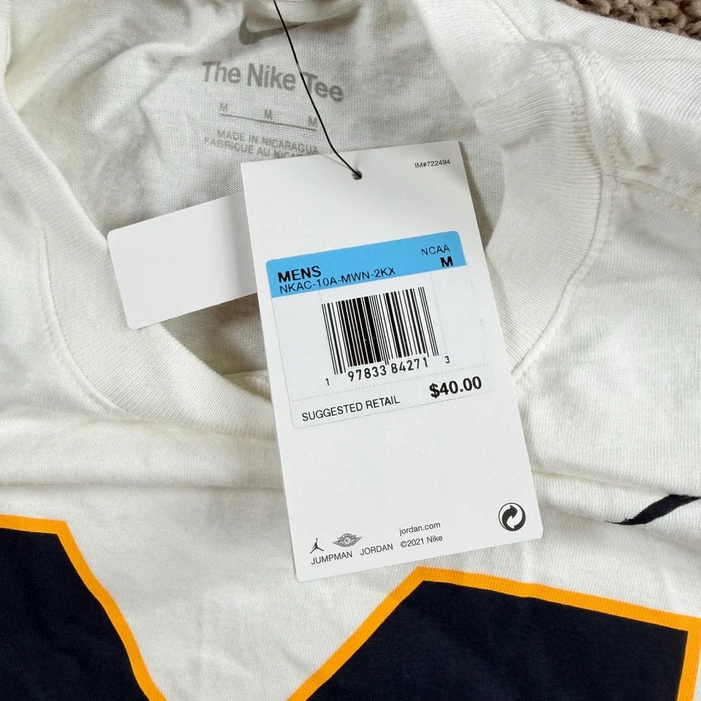 Nike NWT Michigan Wolverines White Long Sleeve T-Shirt Mens Medium sportswear